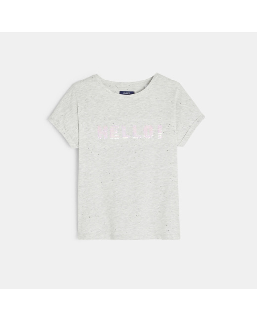 T-shirt à message gris fille