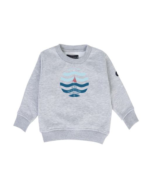 Sweat "bateau" KIDS - molleton - Gris Chiné