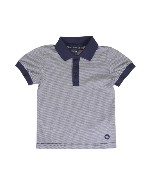 Polo rayé Kids - coton léger - Marine Deep/Milk