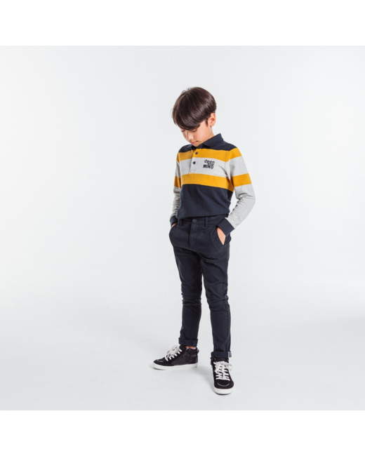 Pantalon chino en twill de coton uni gris garçon