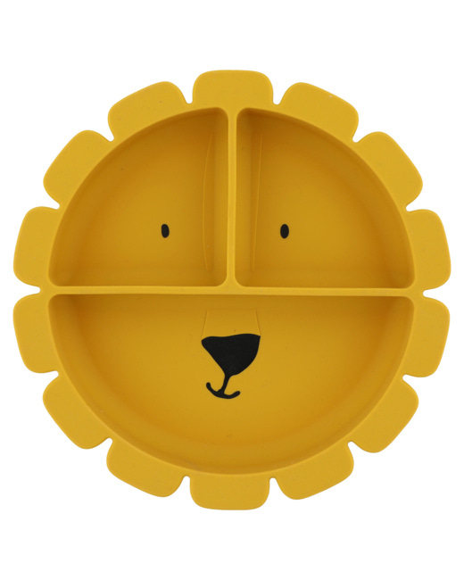 Assiette avec ventouse en silicone et compartiments - Mr. Lion