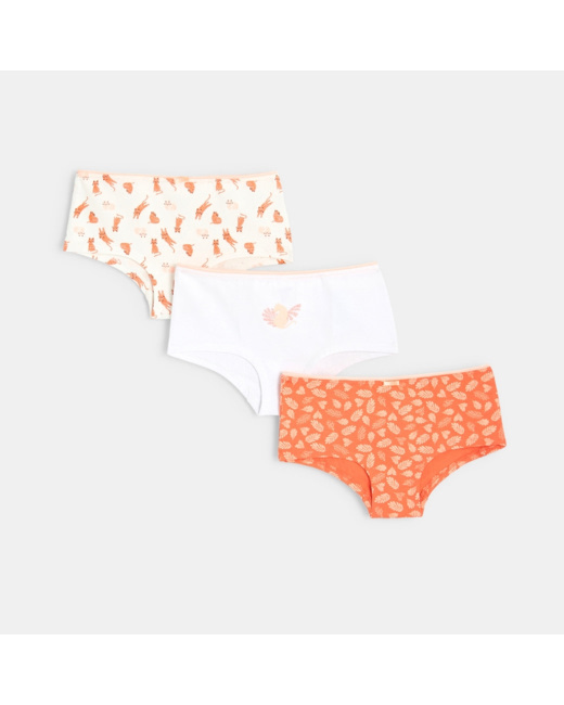 Culottes shorty (lot de 3) orange fille