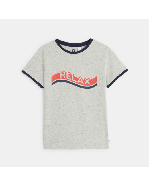T-shirt manches courtes à message Relax gris garçon