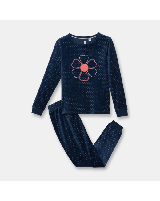 Pyjama velours 2 pièces bleu fille