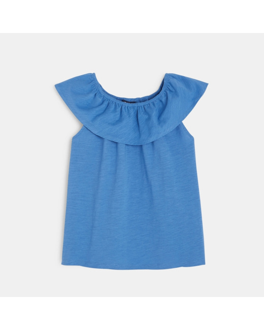 T-shirt volanté bleu fille