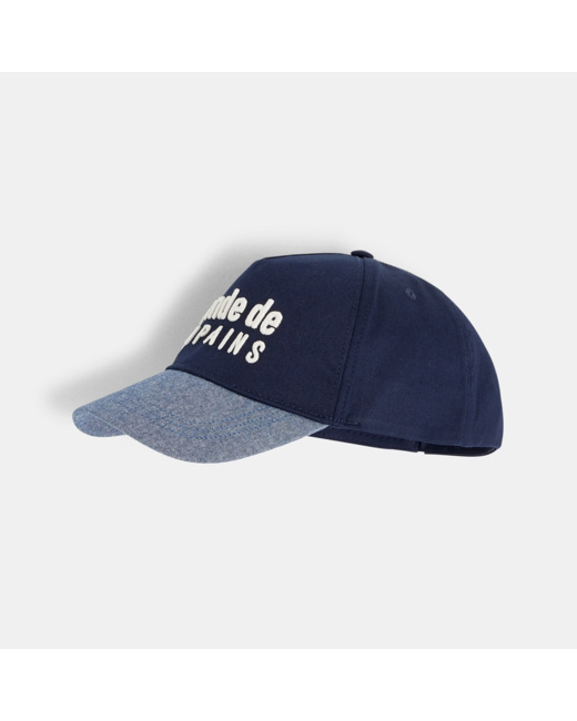 Casquette toile à message brodé bleue garçon