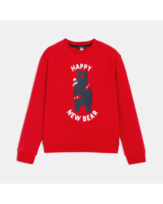 Sweat-shirt de Noël motif ours rouge garçon