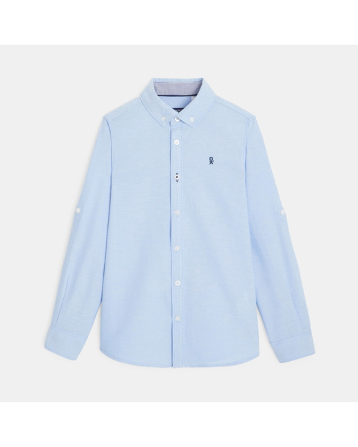 Chemise Oxford à col américain turquoise garçon