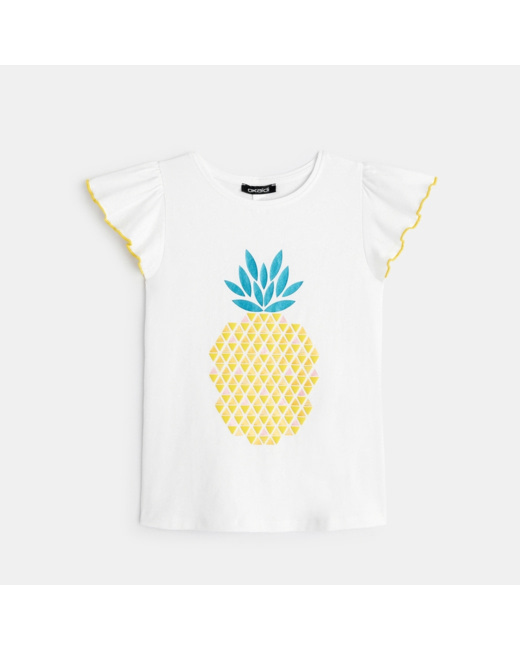 T-shirt à motif fruité "ananas" jaune fille
