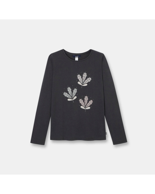 T-shirt à motif gris fille