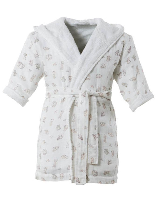 Peignoir enfant en mousseline de coton biologique imprimé animaux Imagine