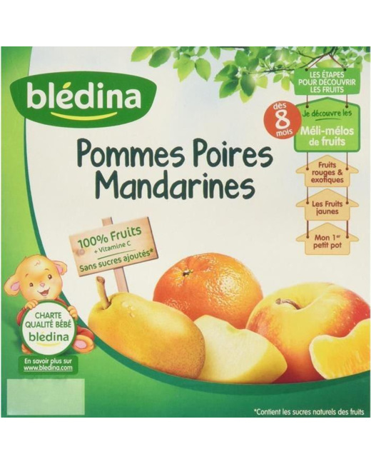 Coupelle de fruits Pomme-Poire-Mandarine (x4)