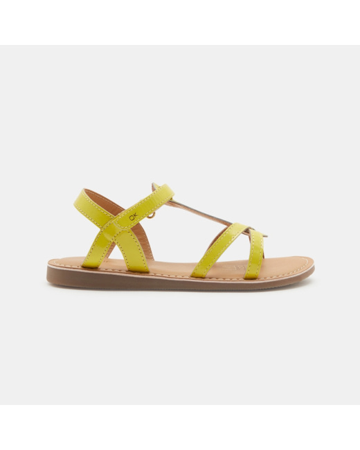 Sandales multibrides en cuir verni jaunes fille