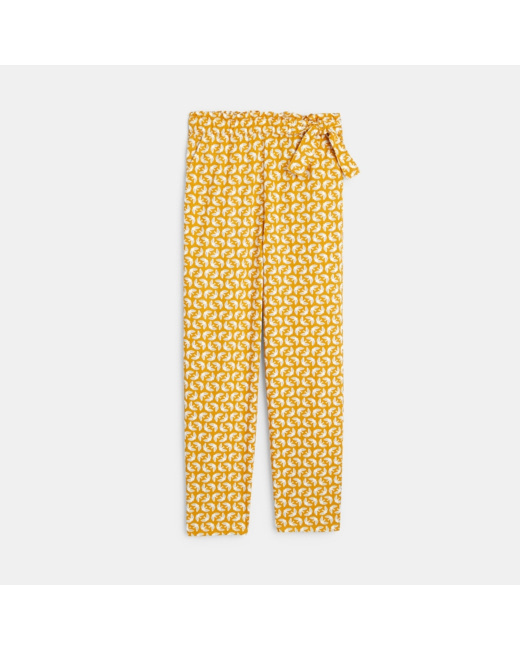 Pantalon fluide imprimé jaune fille