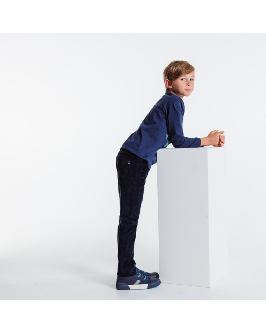 Pantalon skinny en velours stretch bleu garçon