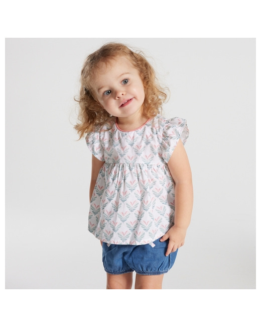 Blouse imprimée et bloomer denim
