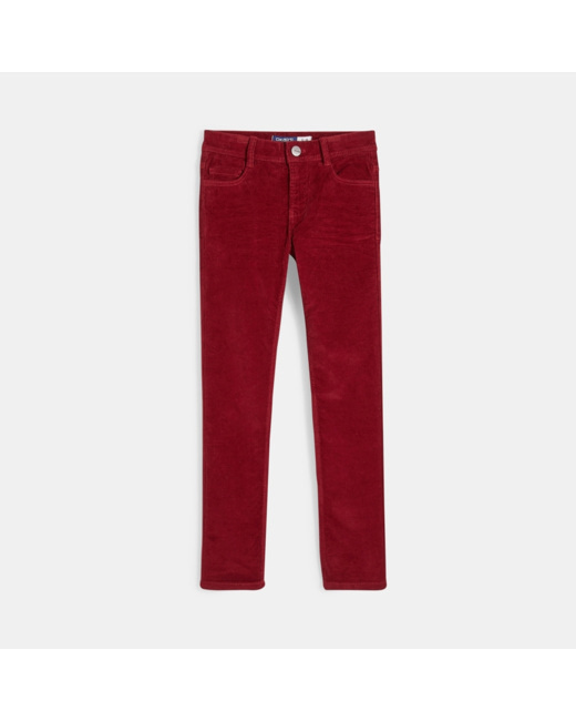 Pantalon slim en velours stretch rouge garçon