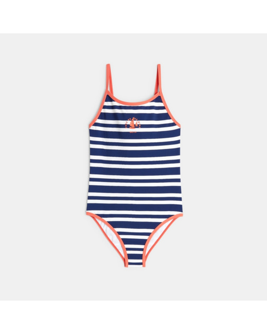 Maillot de bain rayé 1 pièce bleu fille