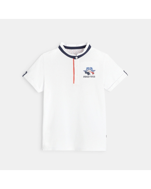 T-shirt polo manches courtes blanc garçon