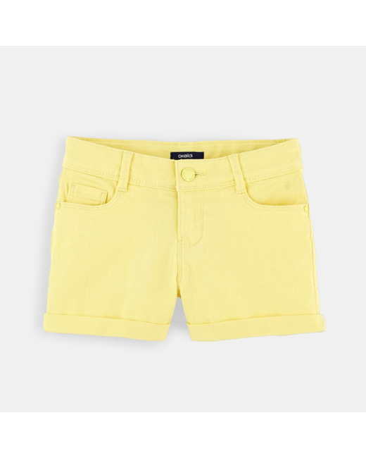 Short en toile jaune fille