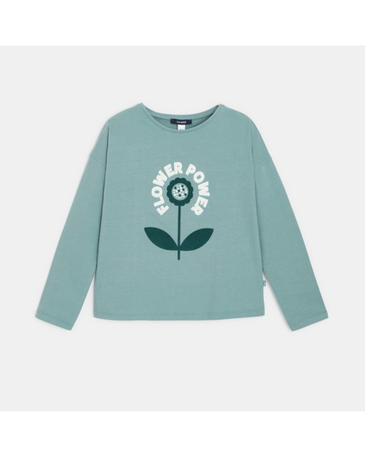 T-shirt flower power vert fille