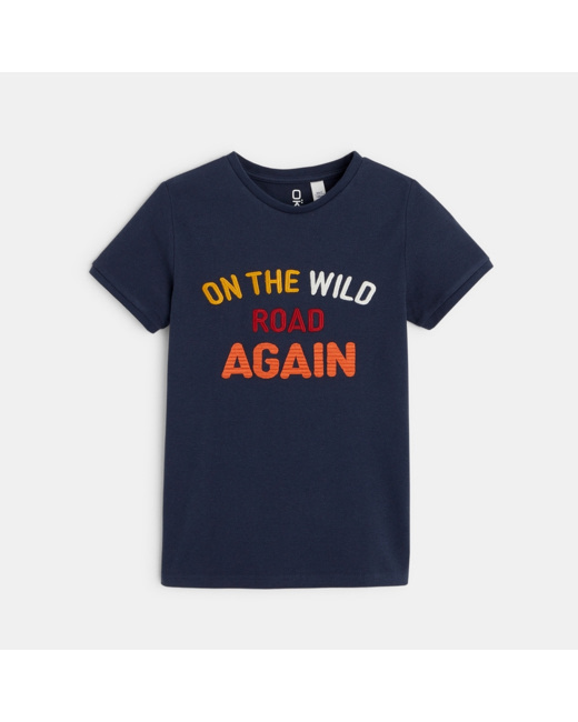 T-shirt "On the wild road again" bleu garçon