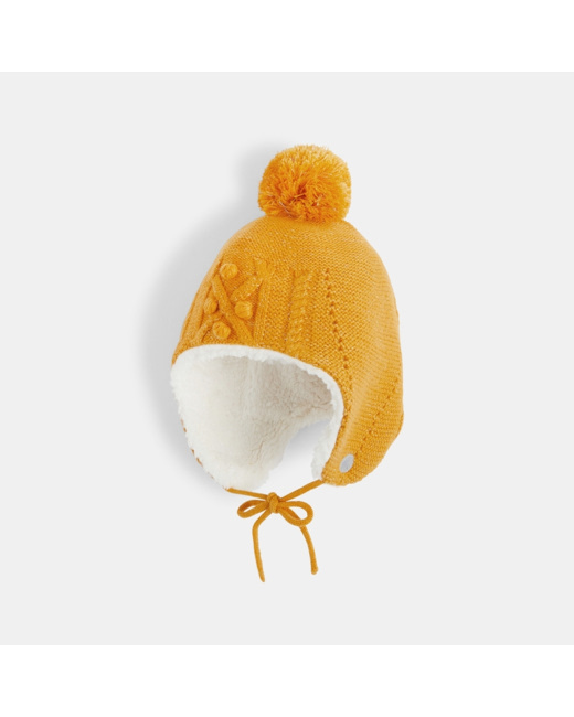 Bonnet péruvien fourré beige fille