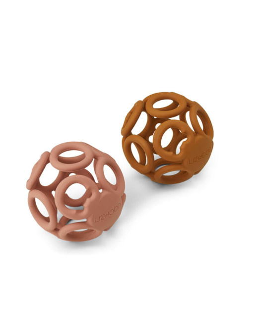 Boule de dentition Jasmin lot de 2 - Dark rose / Mustard mix