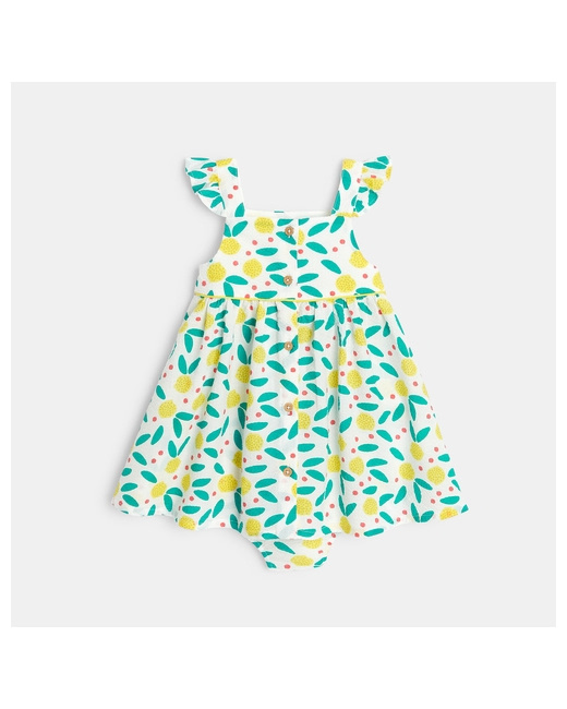 Robe à bretelles gaufrée imprimé citrons et bloomer