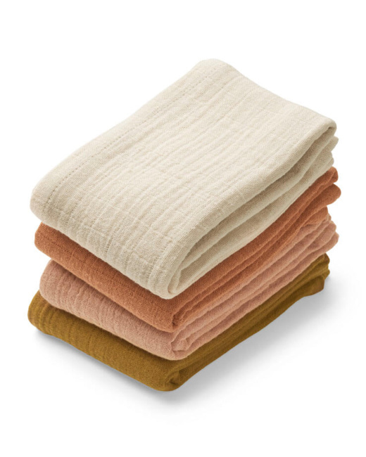 Lot de 4 langes en mousseline Léon - Rose multi mix