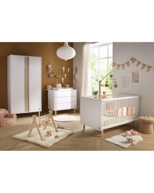 Chambre Trio Paloma Lit bébé évolutif + Commode + Armoire