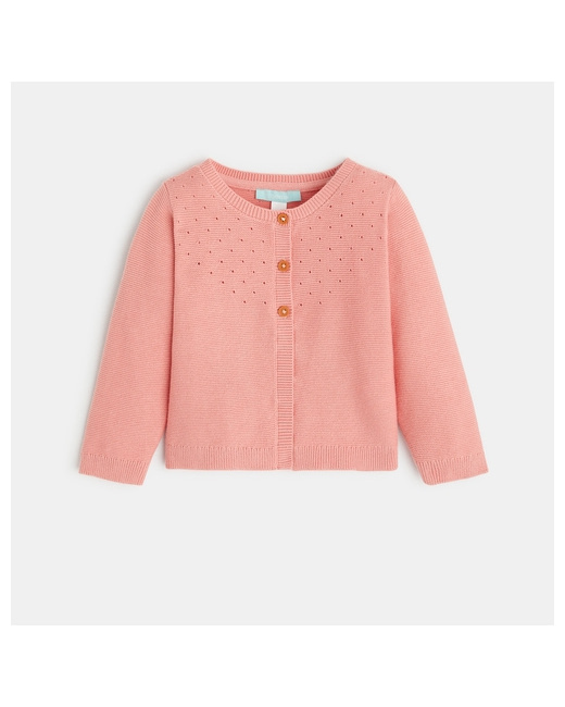 Gilet maille tricot effet pointelle rose