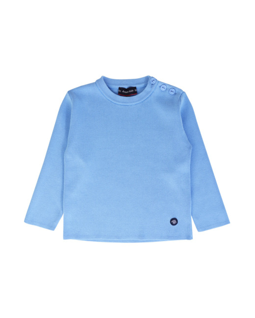 Pull marin uni Kids - coton - Bleu Lobelia