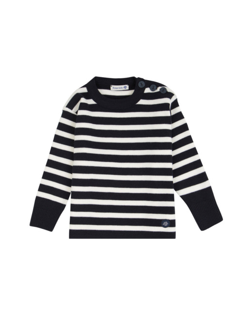 Pull marin "Briac" Kids - laine Mérinos - Navire/Nature