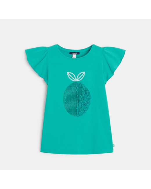 T-shirt motif tulle et sequins fruit vert fille