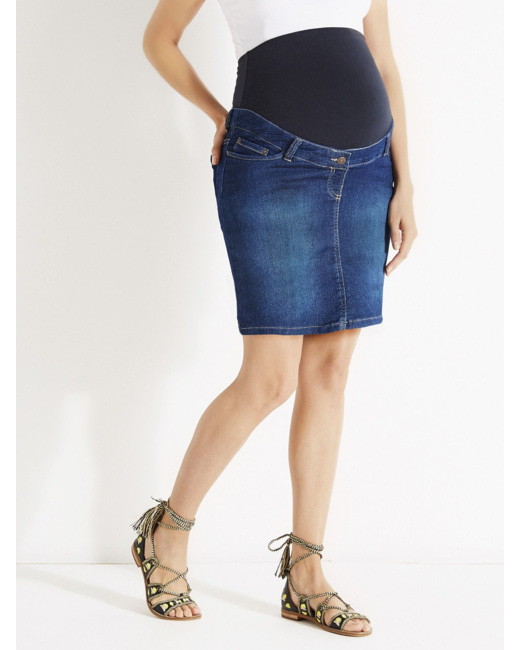 Jupe courte de grossesse molleton effet jean 