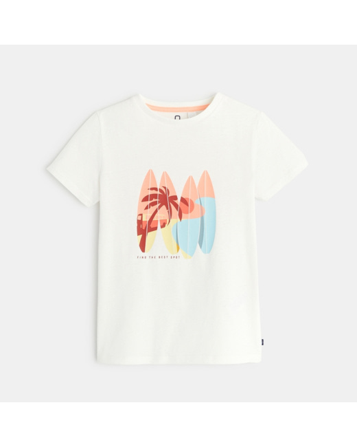 T-shirt manches courtes à motif blanc garçon