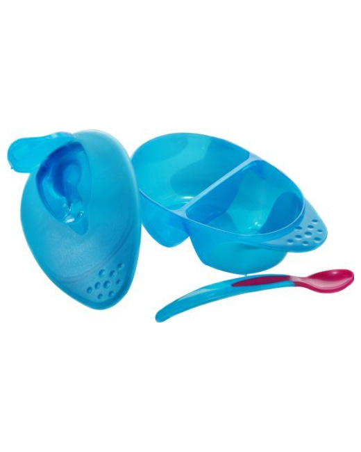 Bol d'apprentissage x2 Mixte avec couvercle et cuillère inclus 7m+