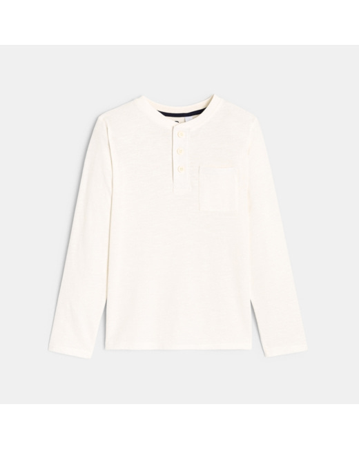 T-shirt à col boutonné blanc garçon