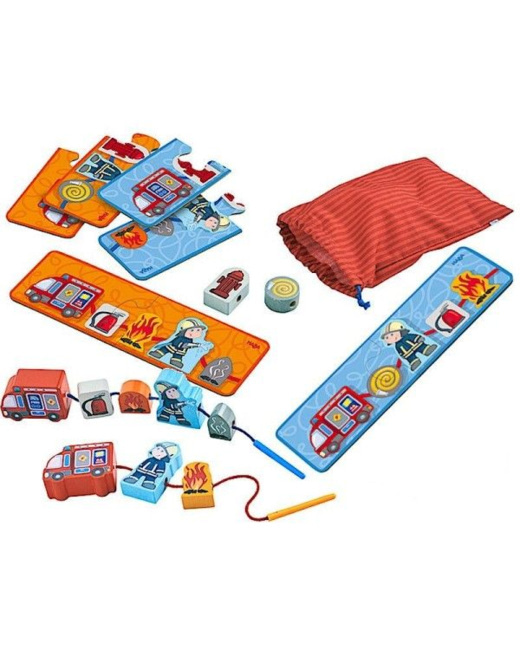 Jeu de laçage en bois Pompiers