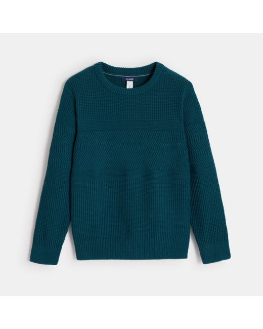 Pull côtelé fantaisie vert garçon