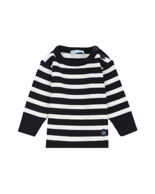 Pull marin rayé "Briac" Baby - laine Mérinos - Navire/Nature