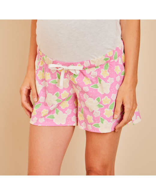 Short de pyjama en jersey imprimé floral pour femme
