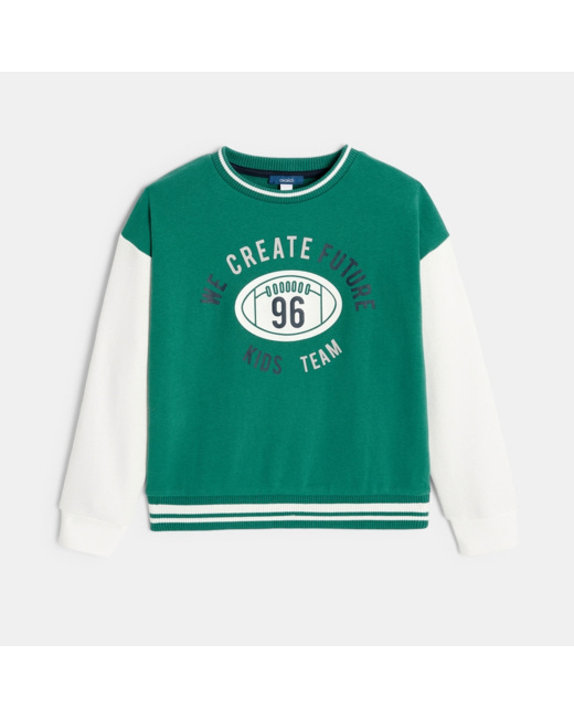 Sweat-shirt style rugby vert garçon