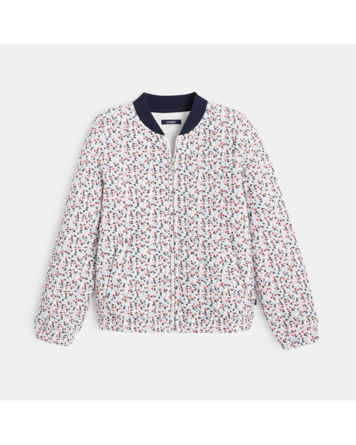 Veste teddy matelassée imprimée bleu fille