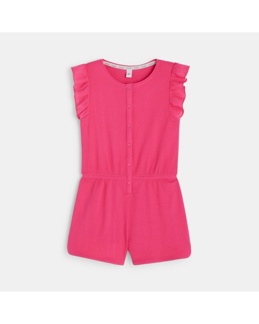 Combi-short côtelée rose fille