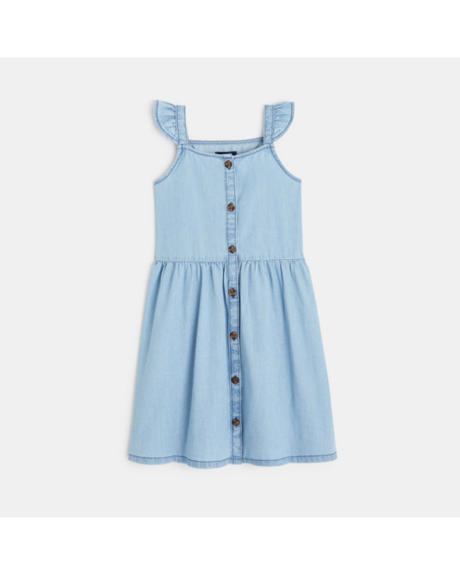 Robe à bretelles en jean léger bleue fille