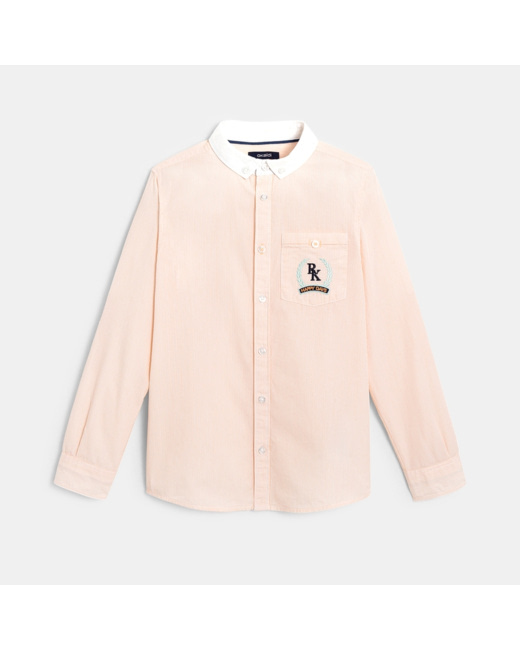 Chemise rayée à col américain orange garçon