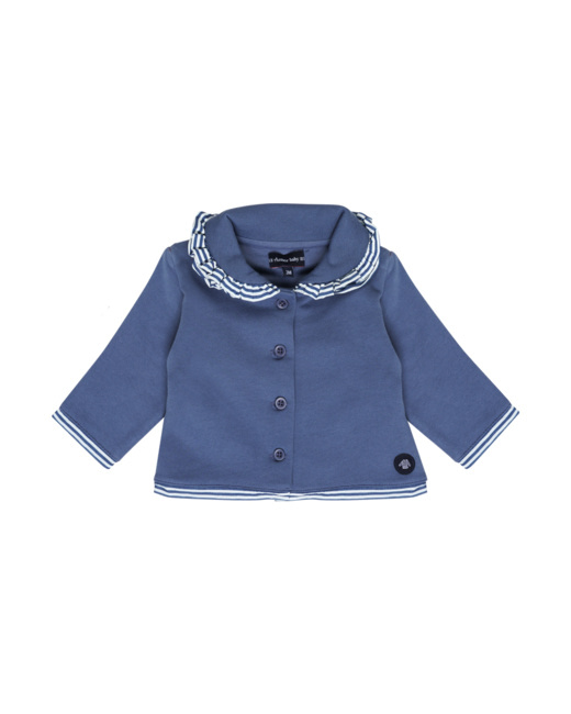 Gilet en molleton Baby - coton - Jean/Blanc
