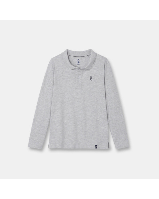 Polo manches longues gris garçon
